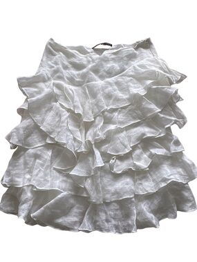 Ralph Lauren Black Label White Tiered Ruffle Mini Skirt